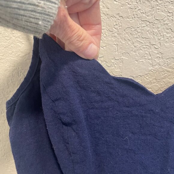 Pixley Navy Scallop Crissie Sundress Linen Blend Small - Picture 3 of 6